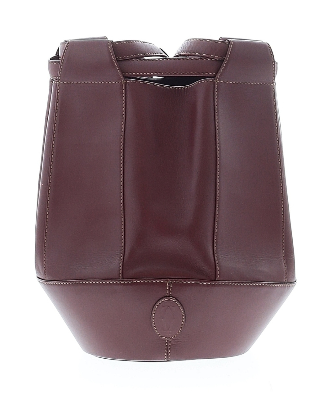 Must De CARTIER Structured Leather Bucket Bag in Deep Burgundy